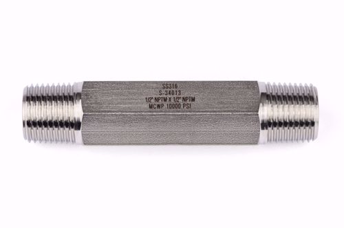Afbeelding van Dubbel nippel 1/2" NPT Male - Verlengd - 100mm