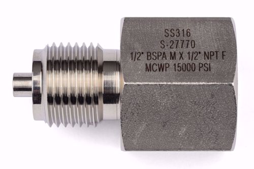 Picture of Adapter 1/2" BSP acc. EN 837 Male x 1/2" NPT Female